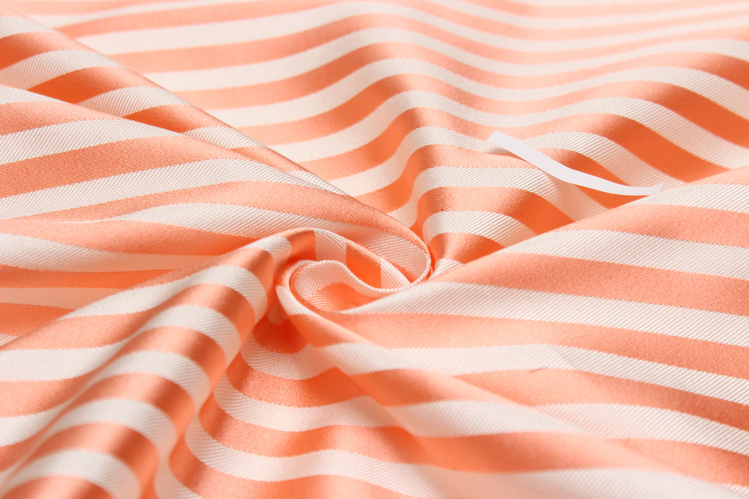 Salmon Peach Striped Silk Fabric
