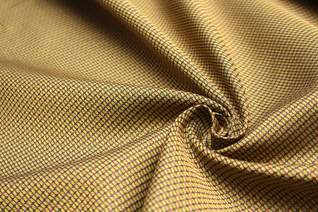 Mustard Small Ornament Silk Fabric