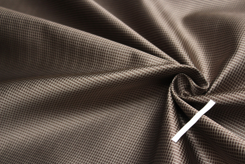 Brown Small Plaid Silk Fabric