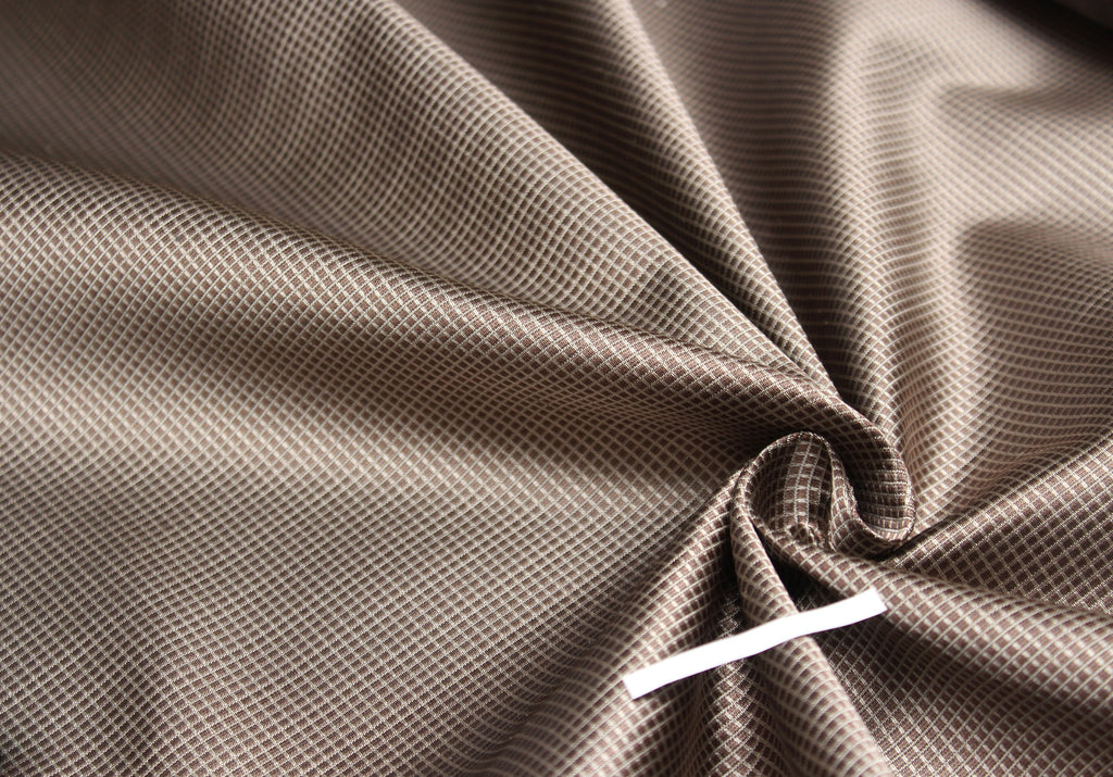 Brown Small Plaid Silk Fabric