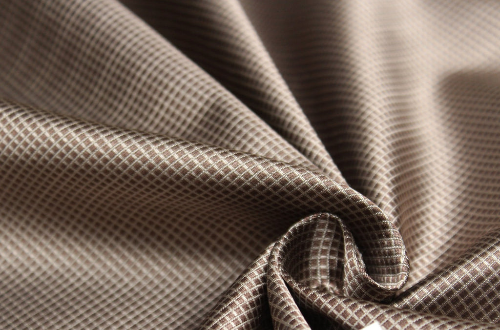 Brown Small Plaid Silk Fabric