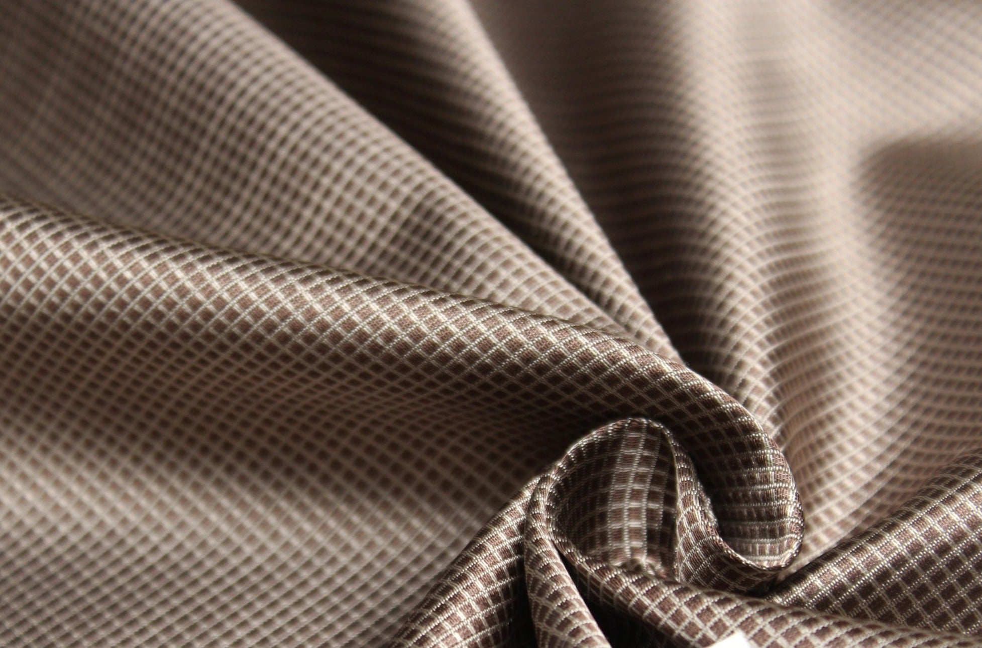 Brown Small Plaid Silk Fabric