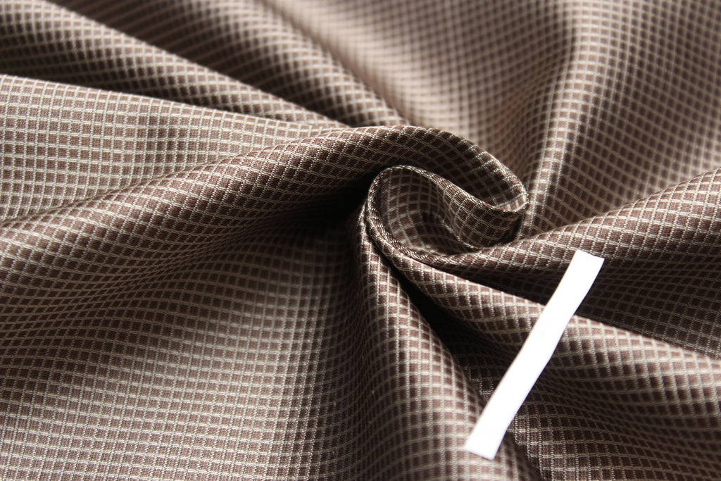 Brown Small Plaid Silk Fabric