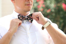 Load image into Gallery viewer, Mauve Black Floral Self-Tie Bow Tie

