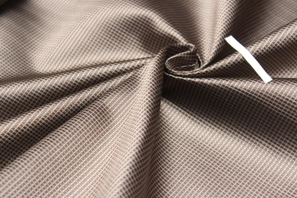 Brown Small Plaid Silk Fabric