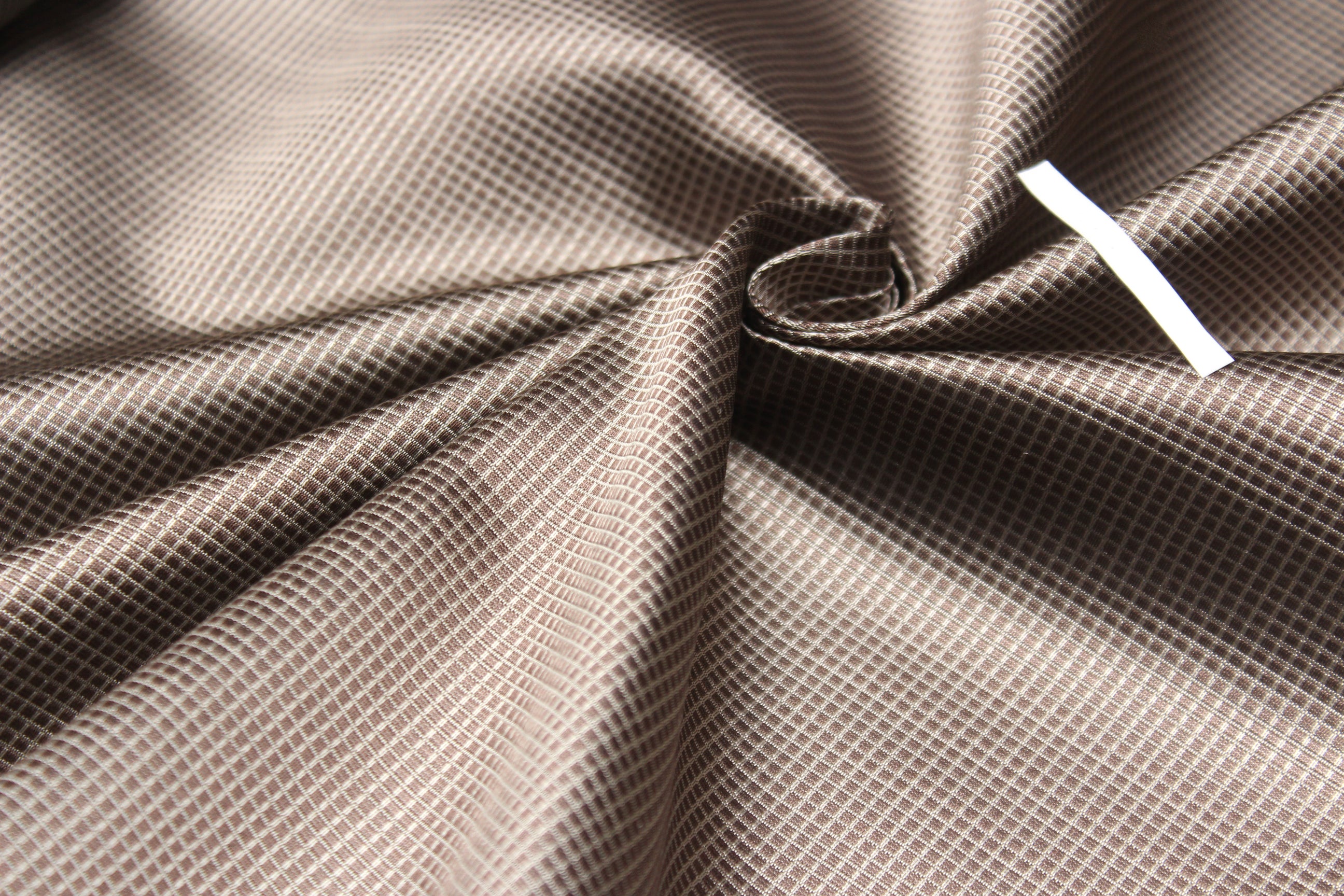 Brown Small Plaid Silk Fabric