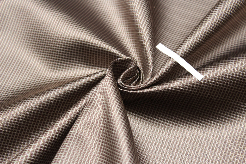 Brown Small Plaid Silk Fabric