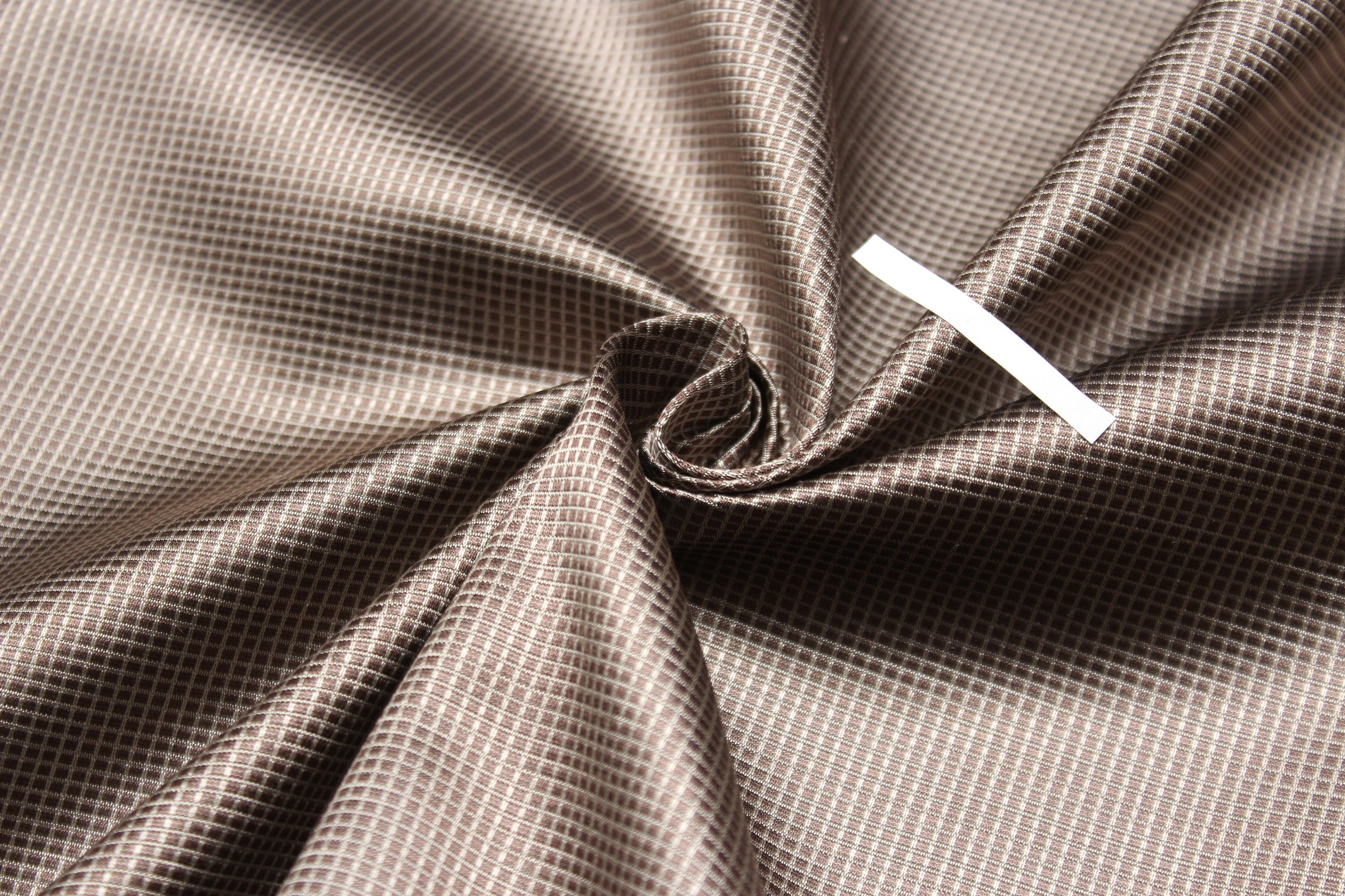 Brown Small Plaid Silk Fabric