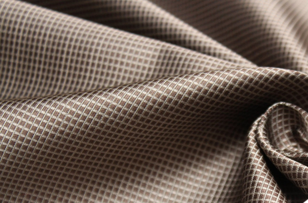 Brown Small Plaid Silk Fabric