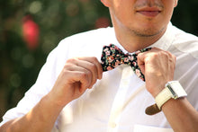 Load image into Gallery viewer, Mauve Black Floral Self-Tie Bow Tie
