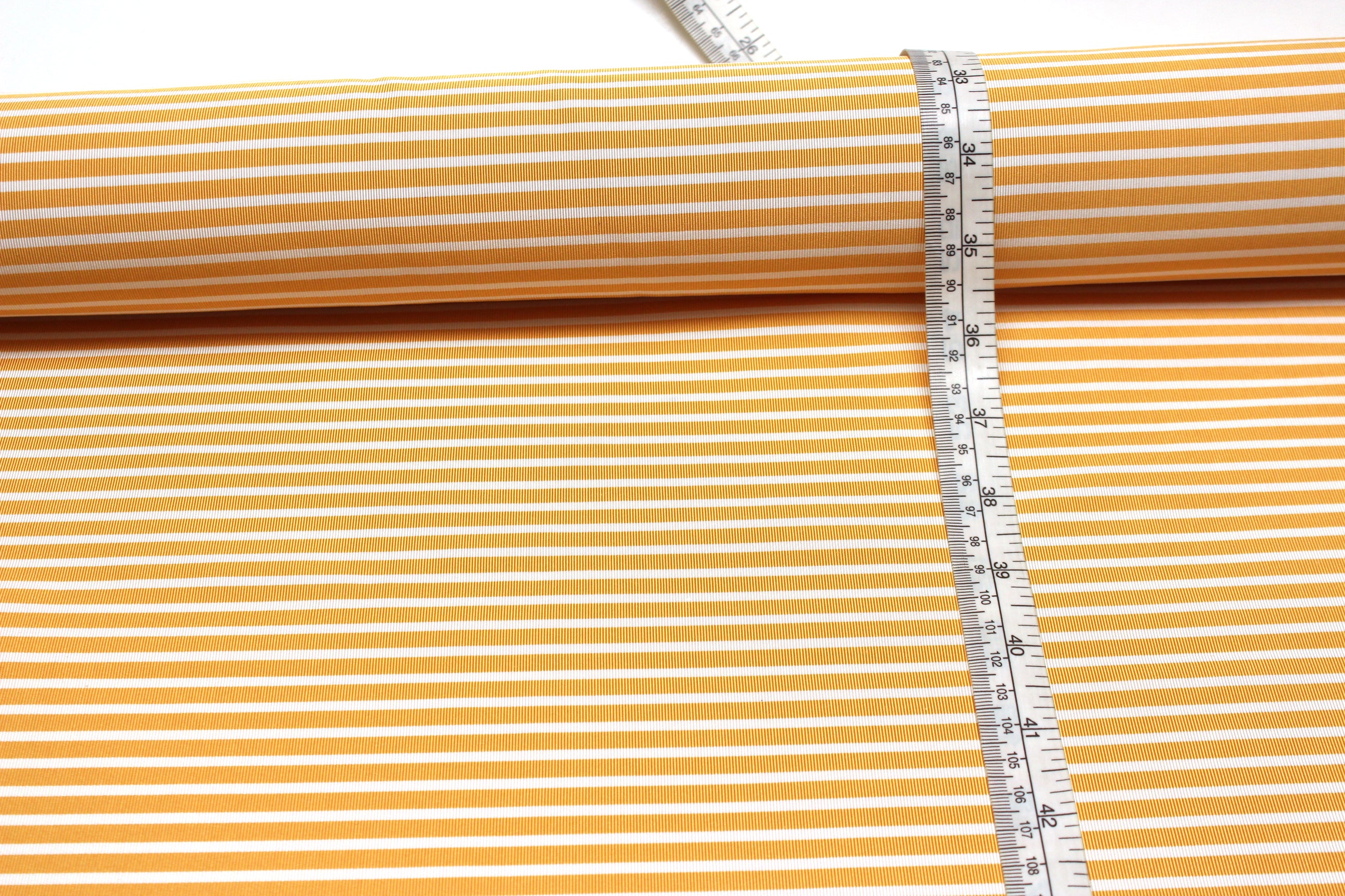 Orange and White Striped Silk Fabric