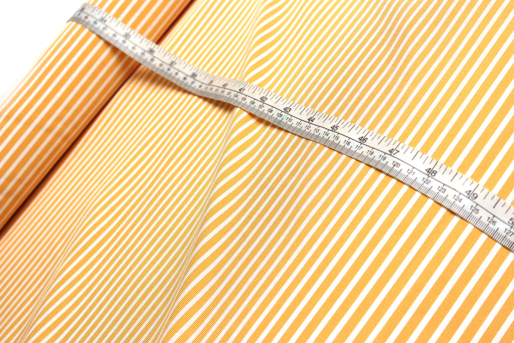 Orange and White Striped Silk Fabric