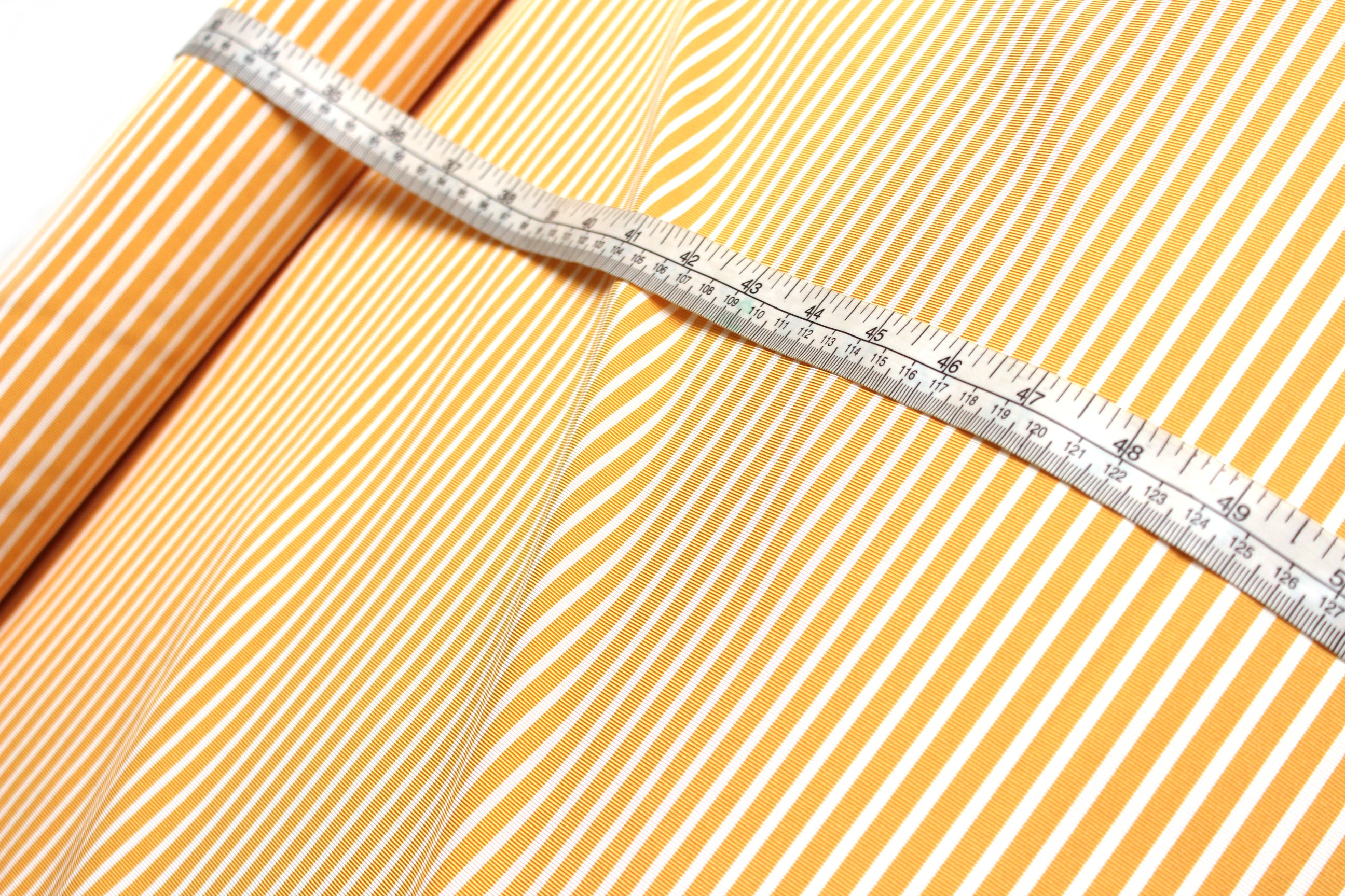 Orange and White Striped Silk Fabric