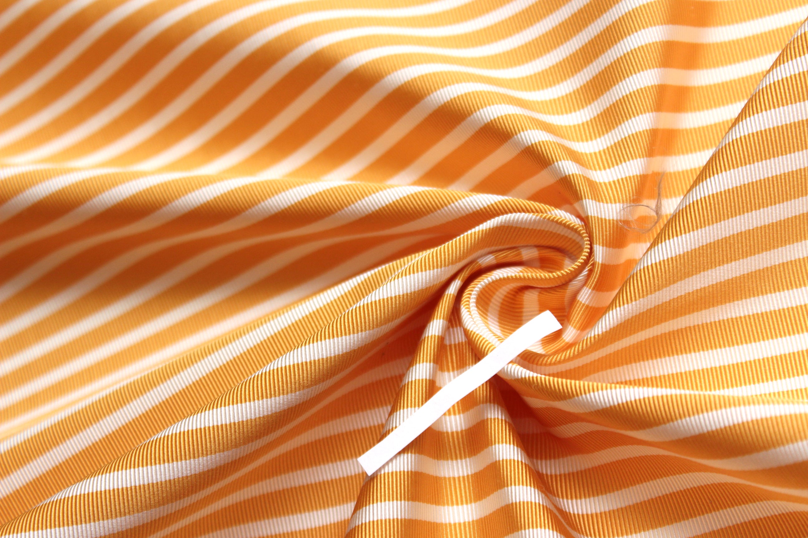 Orange and White Striped Silk Fabric