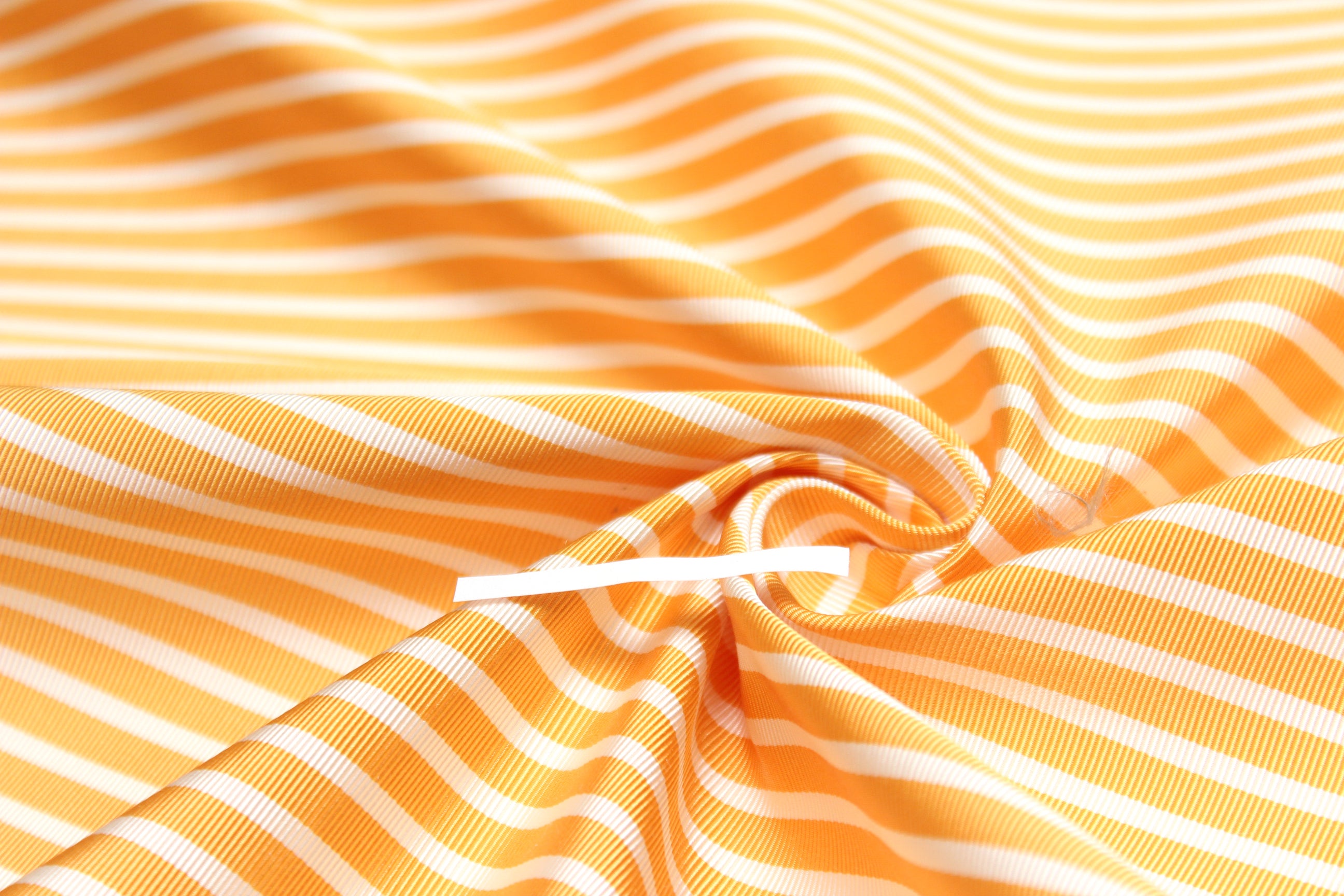 Orange and White Striped Silk Fabric