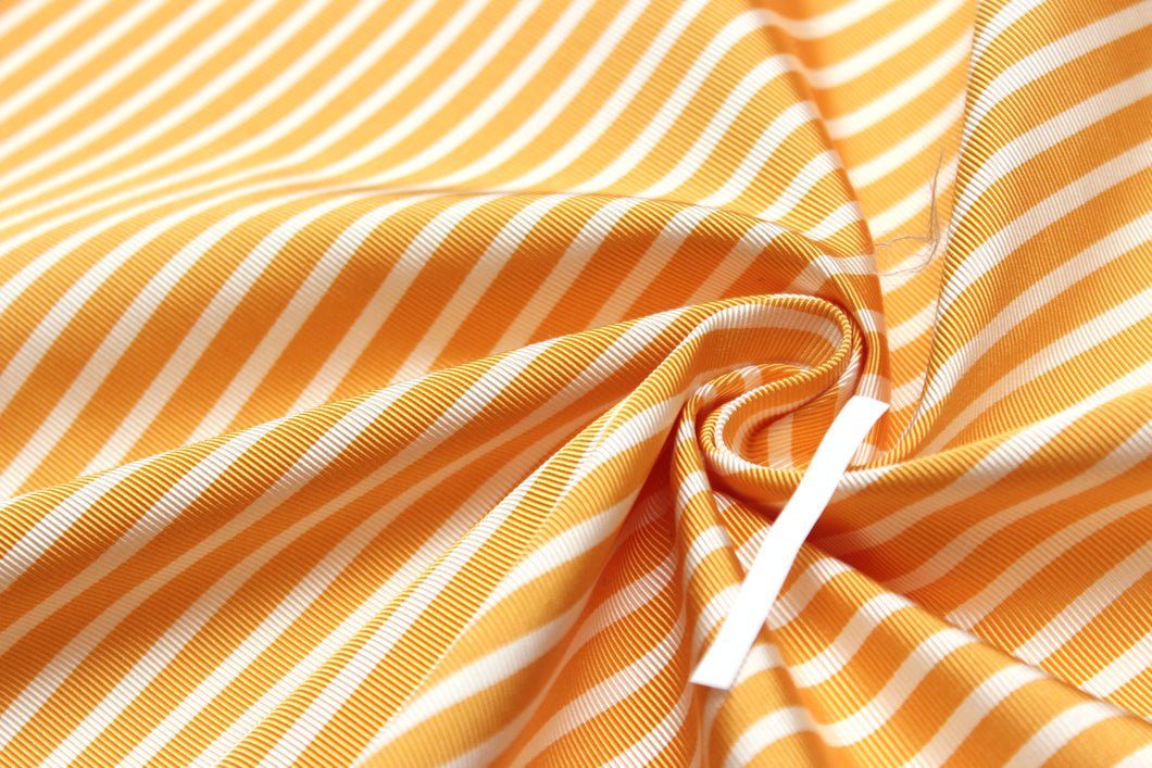 Orange and White Striped Silk Fabric