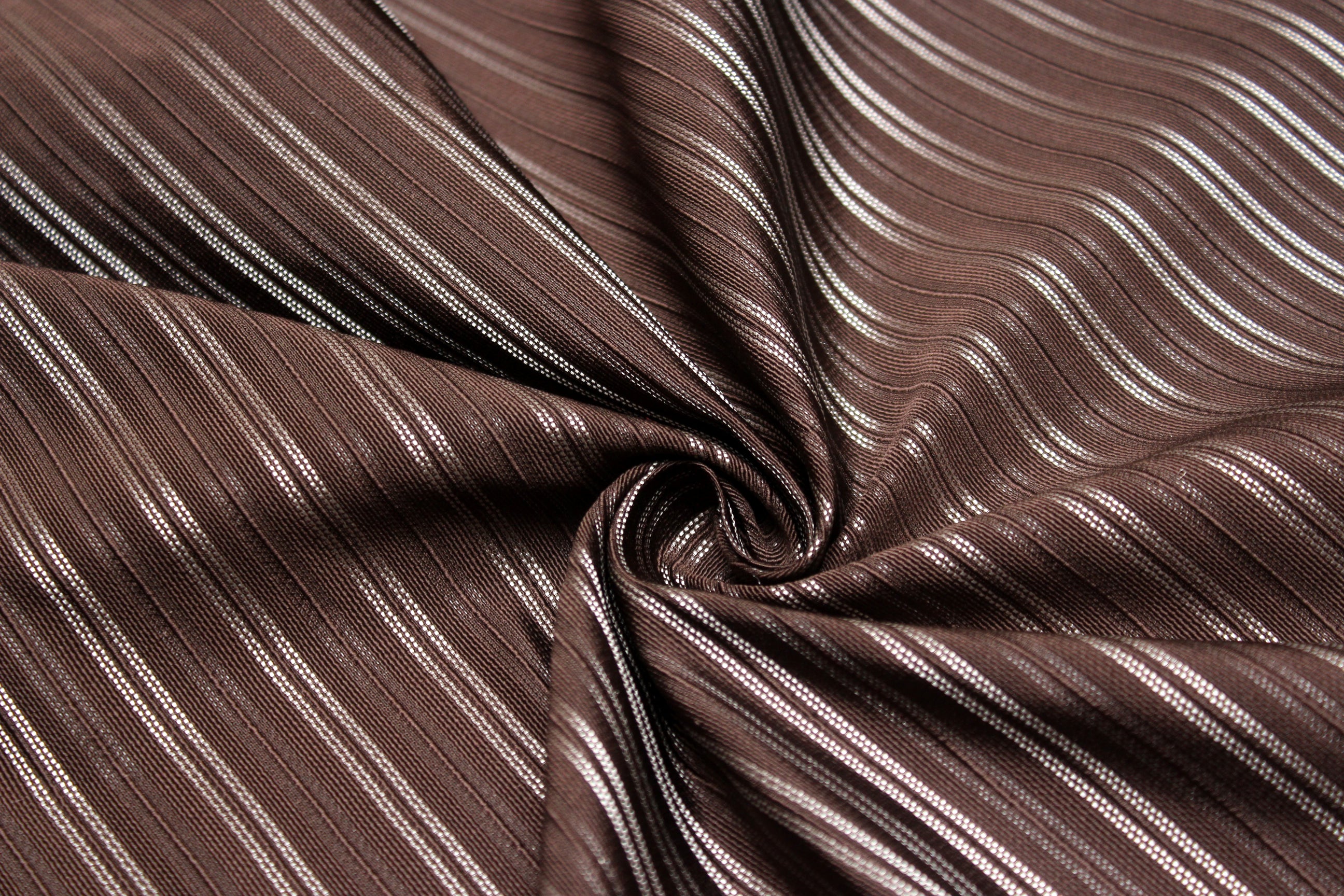 Brown and Grey Striped Silk Fabric