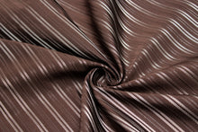 Load image into Gallery viewer, Brown and Grey Striped Silk Fabric
