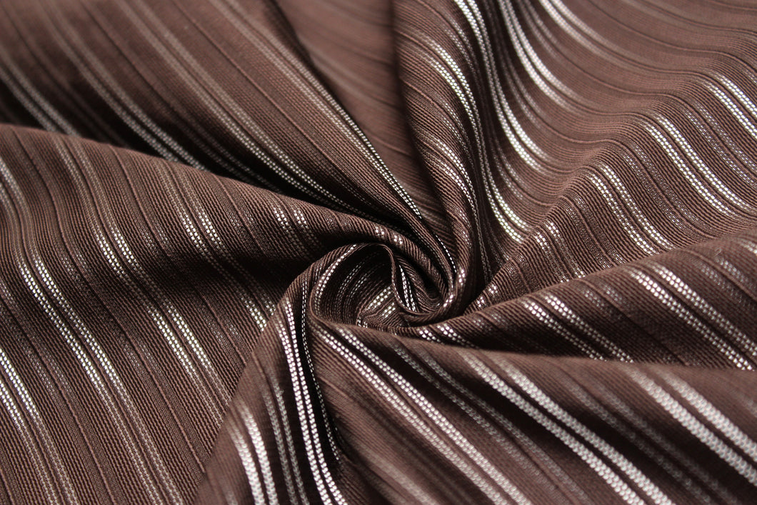 Brown and Grey Striped Silk Fabric
