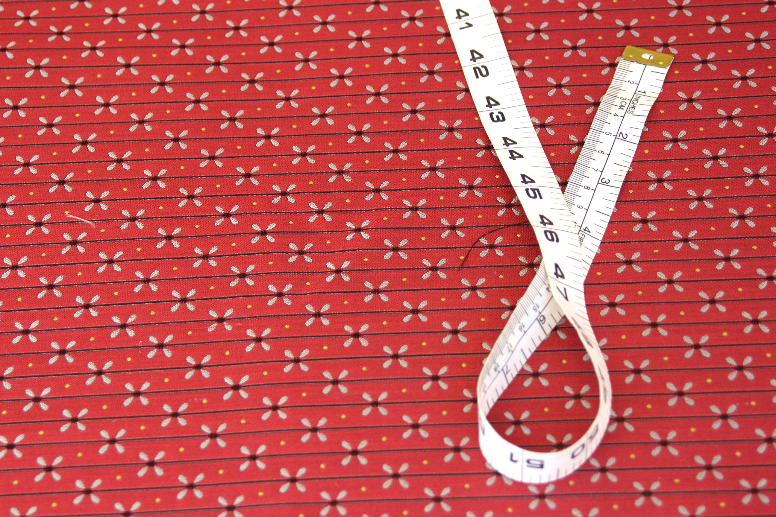 Red Grey Ornament Silk Fabric 42" width