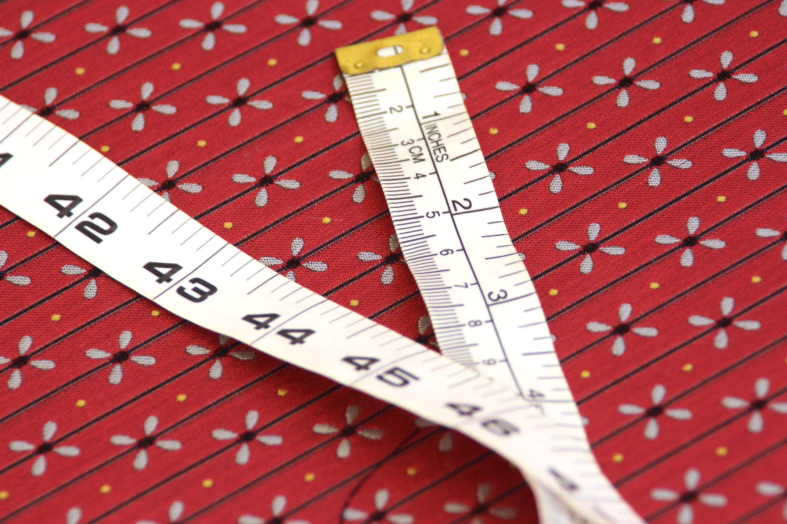 Red Grey Ornament Silk Fabric 42" width