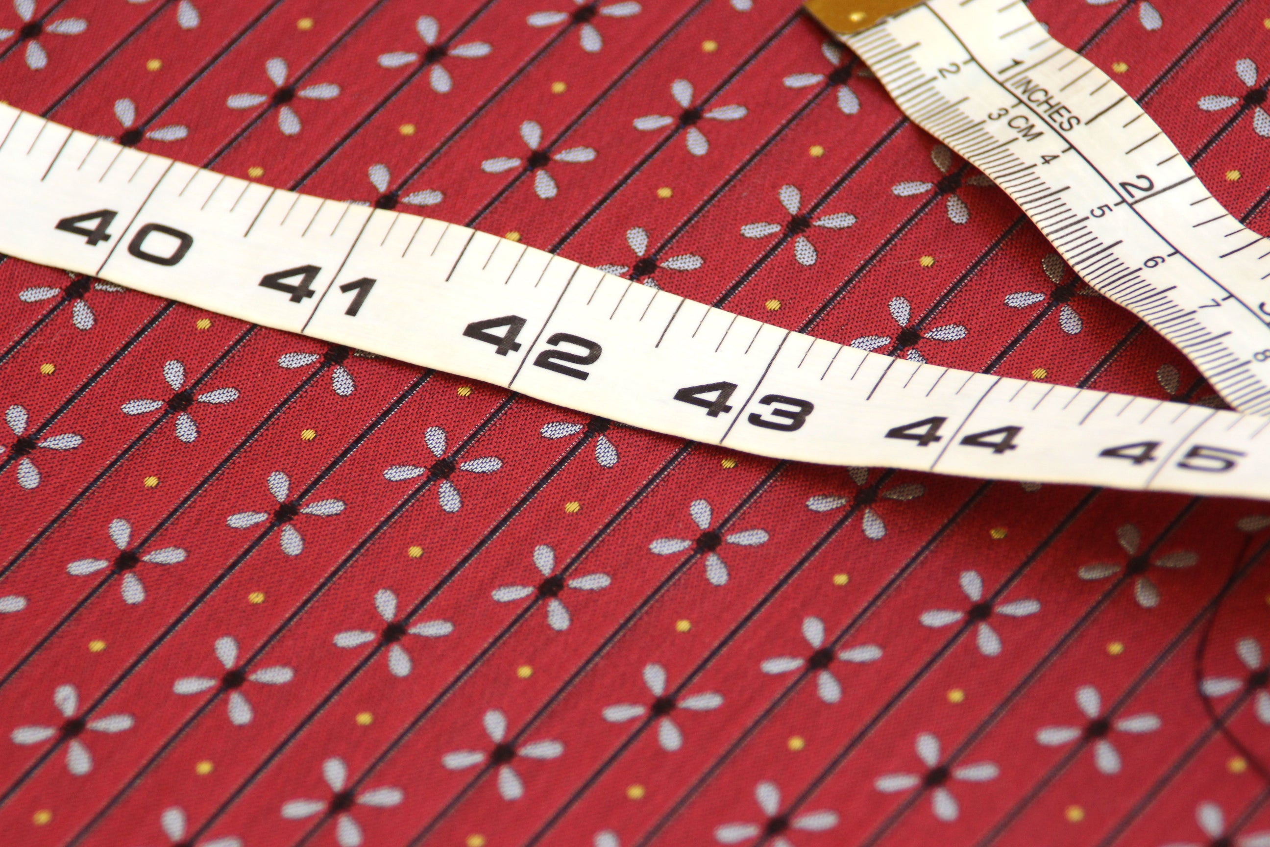 Red Grey Ornament Silk Fabric 42" width