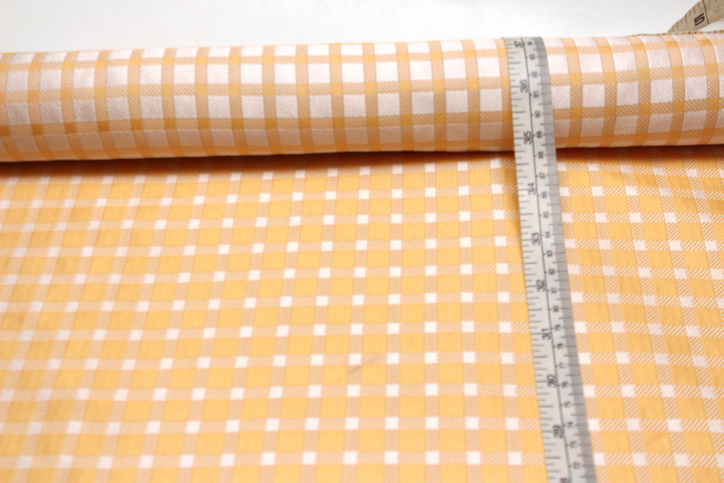 Light Orange Plaid Silk Fabric