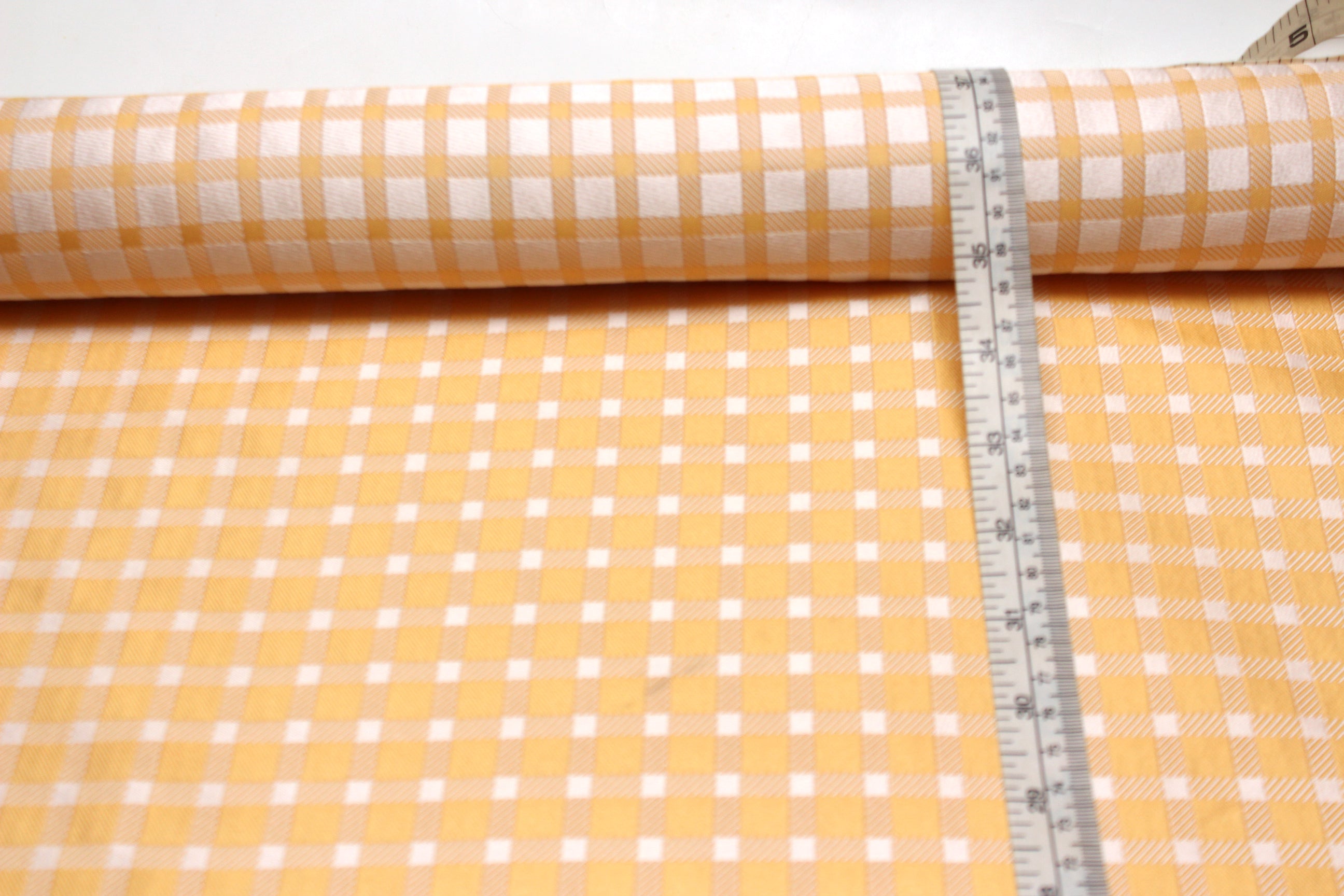 Light Orange Plaid Silk Fabric