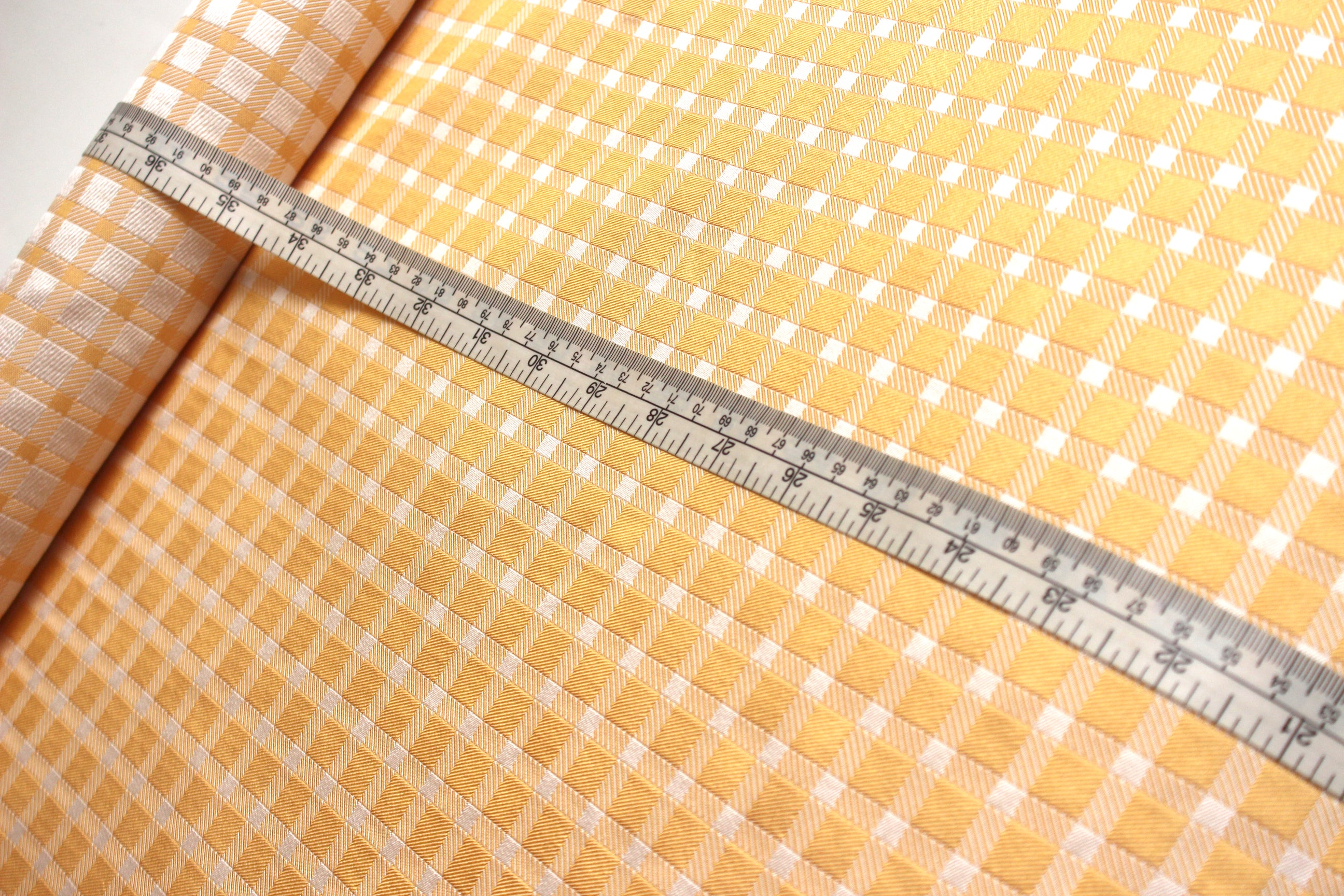 Light Orange Plaid Silk Fabric