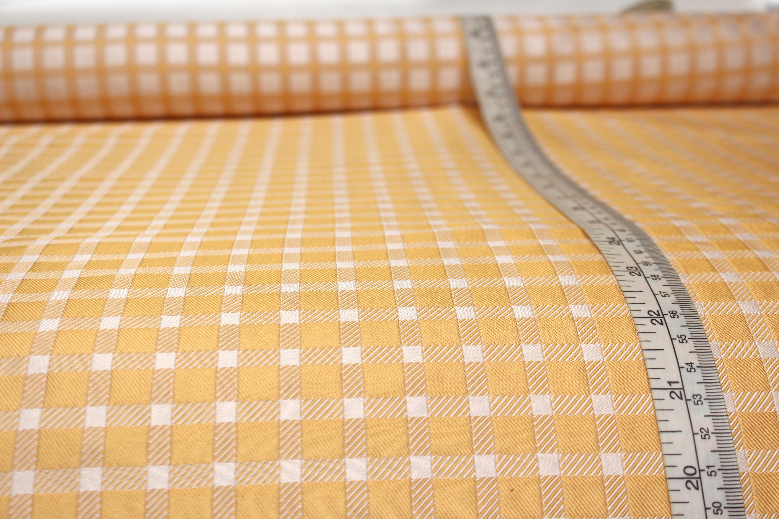 Light Orange Plaid Silk Fabric