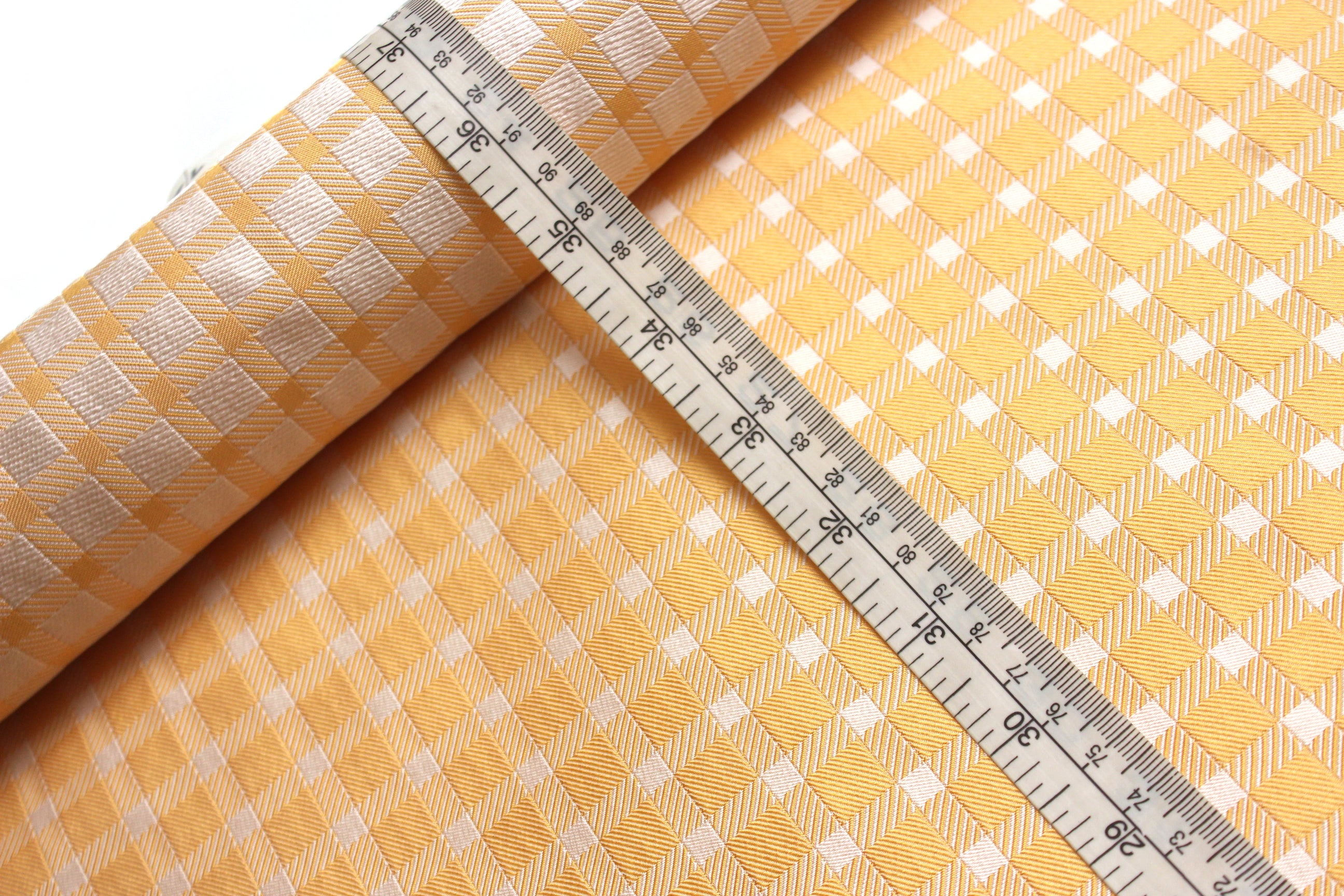 Light Orange Plaid Silk Fabric