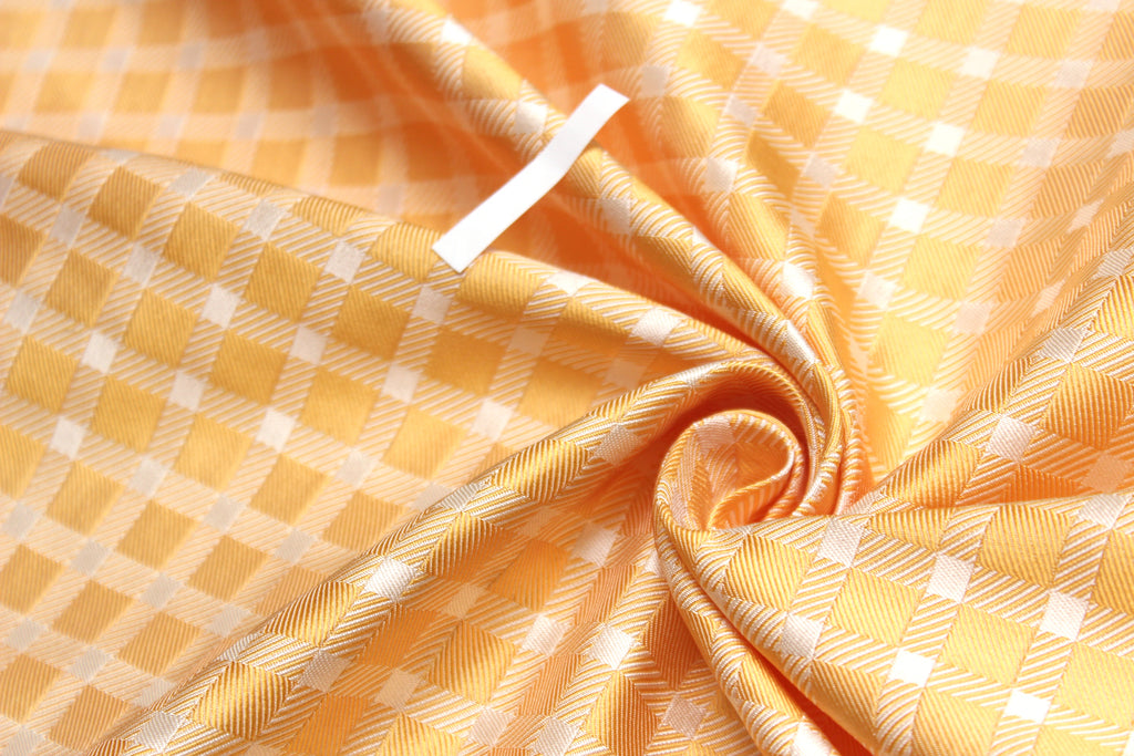 Light Orange Plaid Silk Fabric