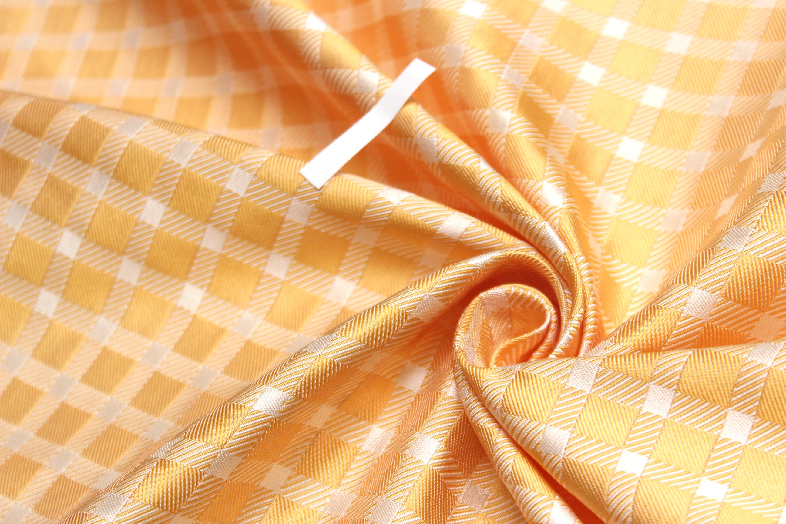 Light Orange Plaid Silk Fabric
