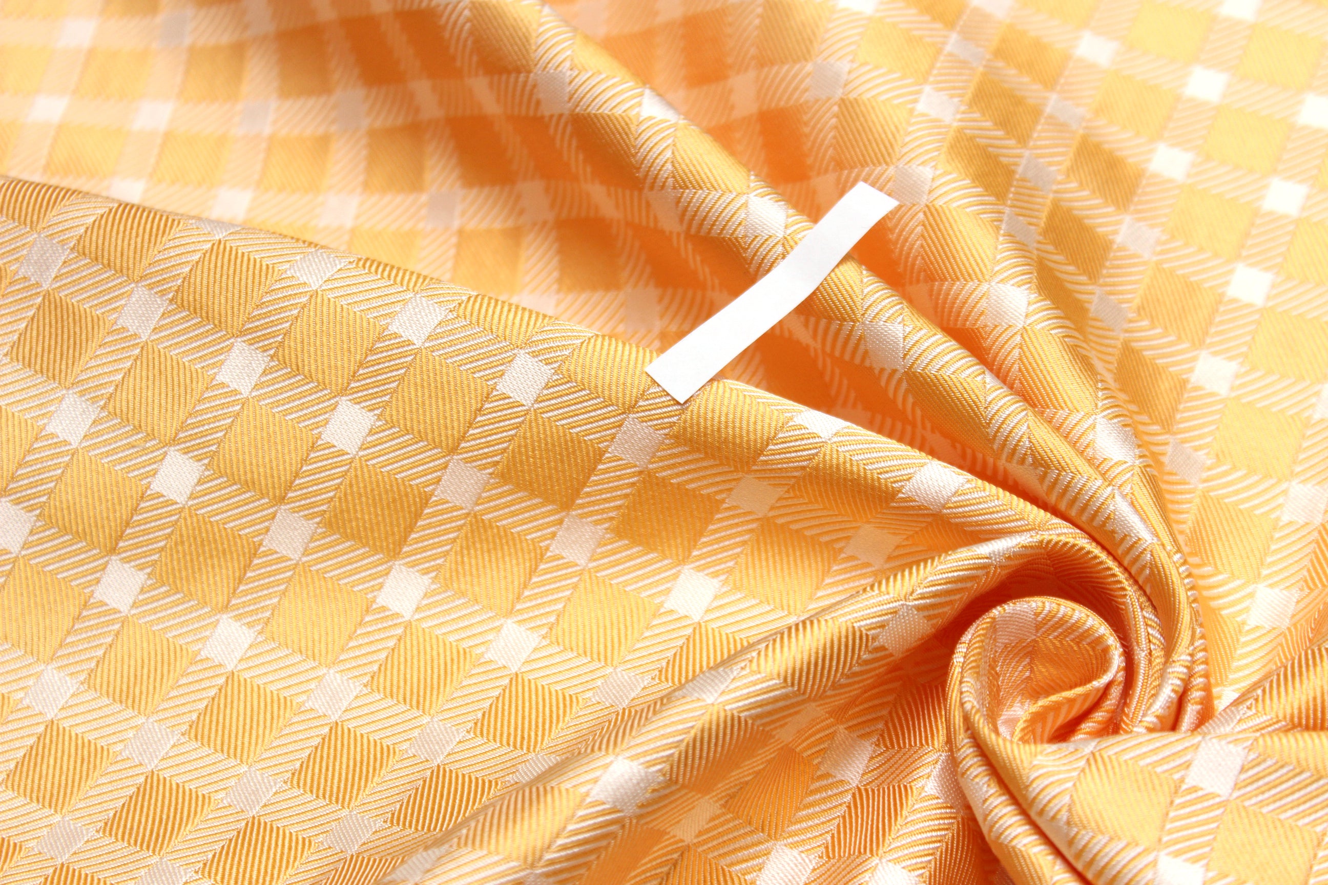 Light Orange Plaid Silk Fabric