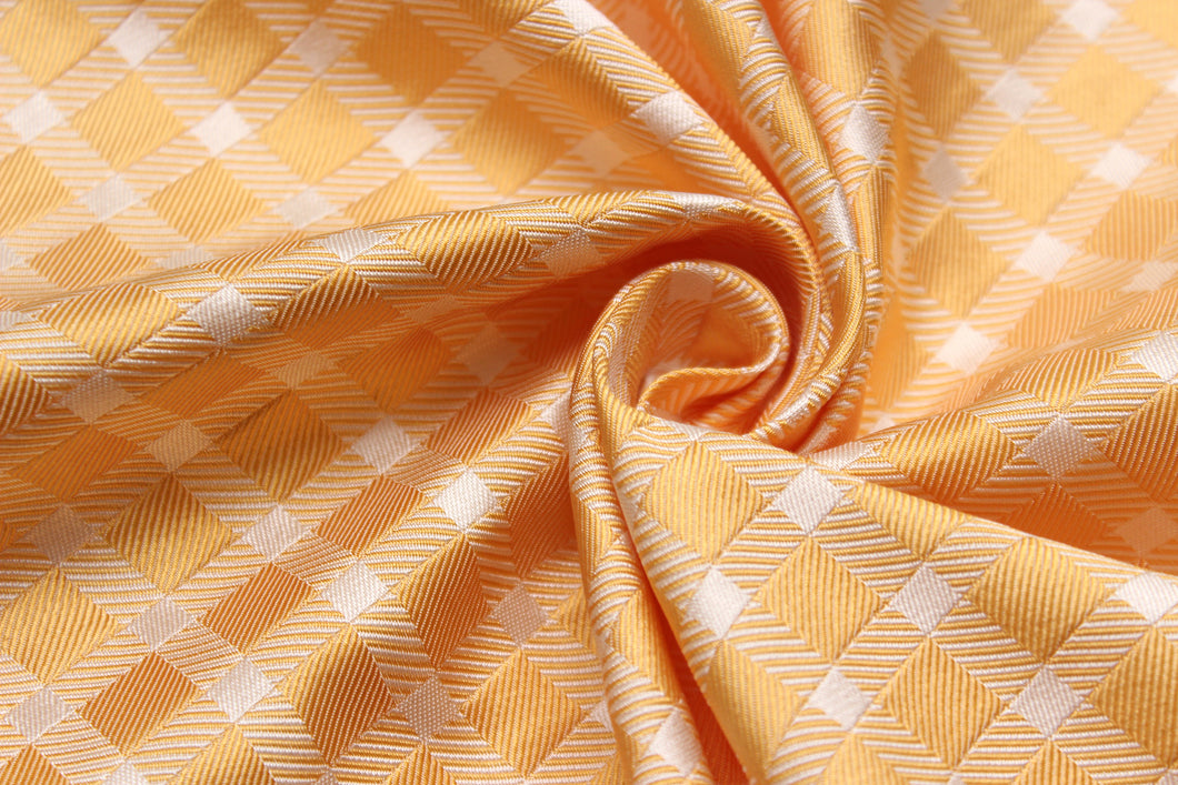 Light Orange Plaid Silk Fabric
