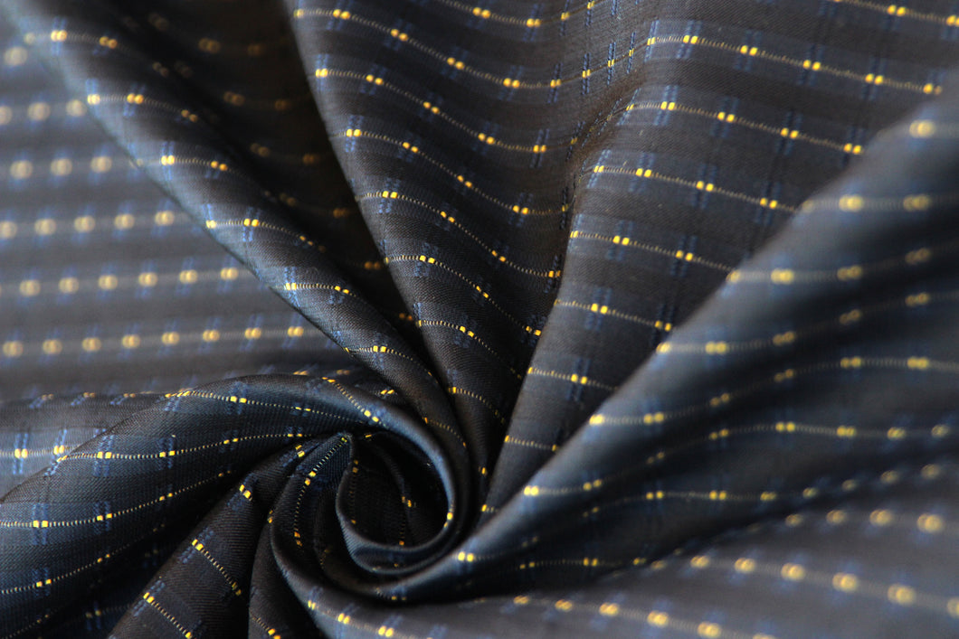 Navy Black ornament Silk Fabric 42