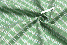 Load image into Gallery viewer, Mint Green and Blue Stripes Plaid Silk Fabric
