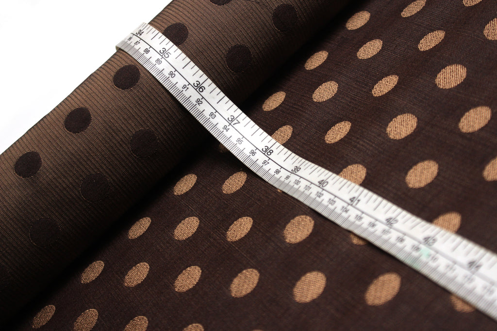 Brown Large Polka Dots Silk Fabric
