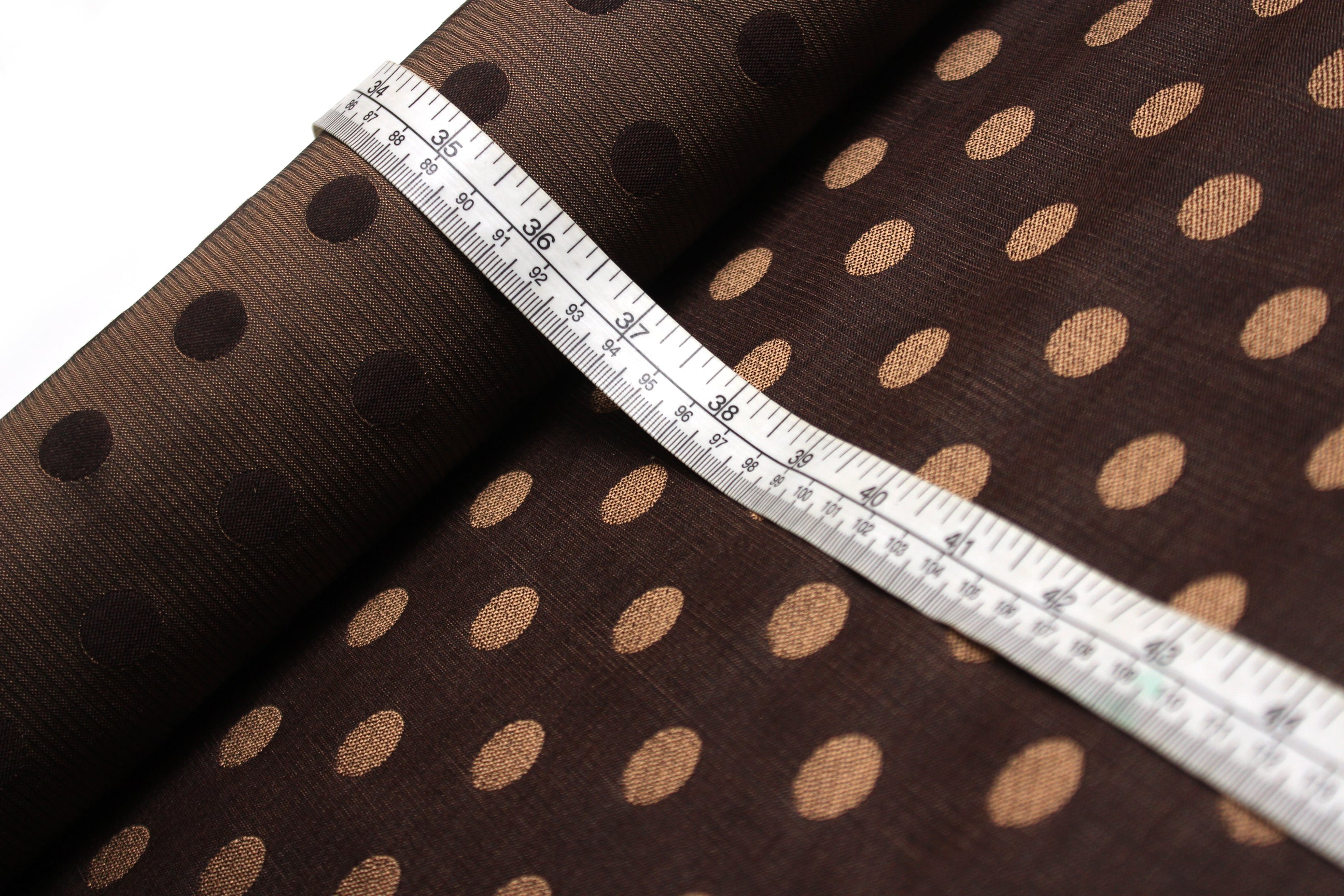 Brown Large Polka Dots Silk Fabric
