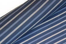 Load image into Gallery viewer, Blue Navy Beige Stripe Silk Fabric
