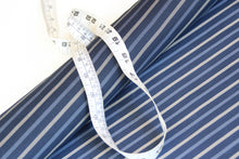 Load image into Gallery viewer, Blue Navy Beige Stripe Silk Fabric
