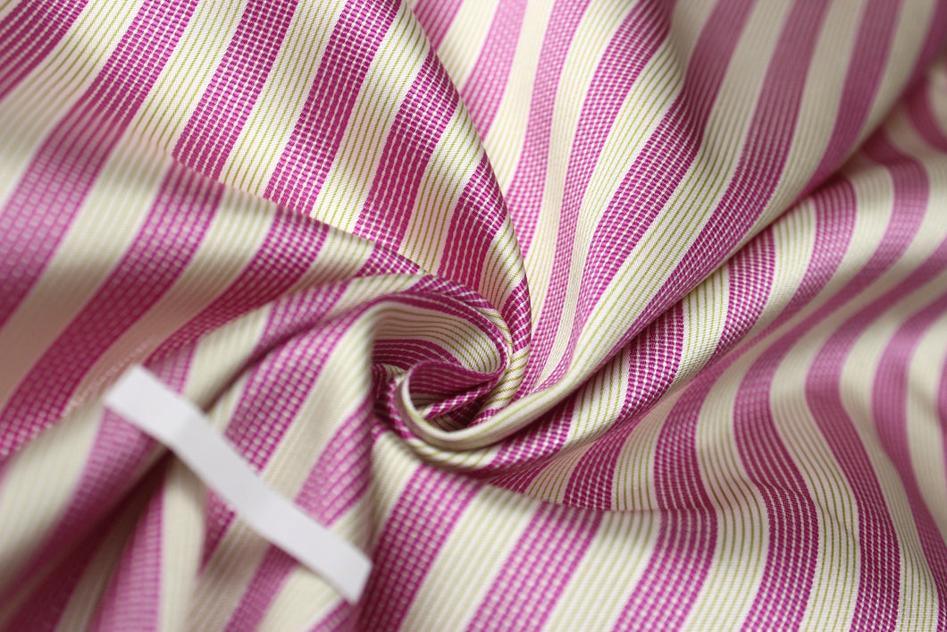 Fuchsia and White Stripe Silk Fabric