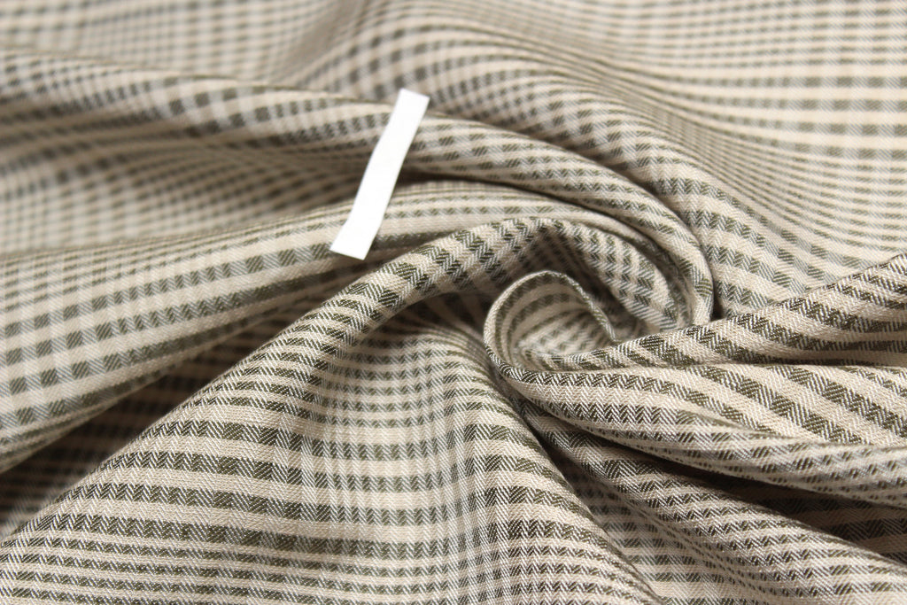 Dusty Green Plaid Silk Fabric