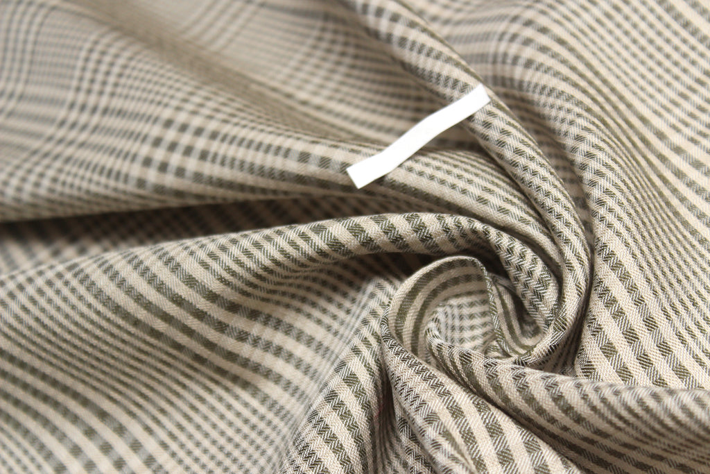 Dusty Green Plaid Silk Fabric