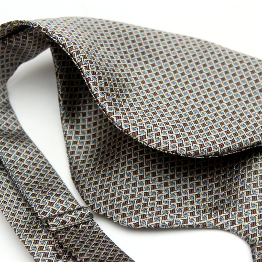 Big Butterfly Brown Blue Ornament Silk Bow Tie