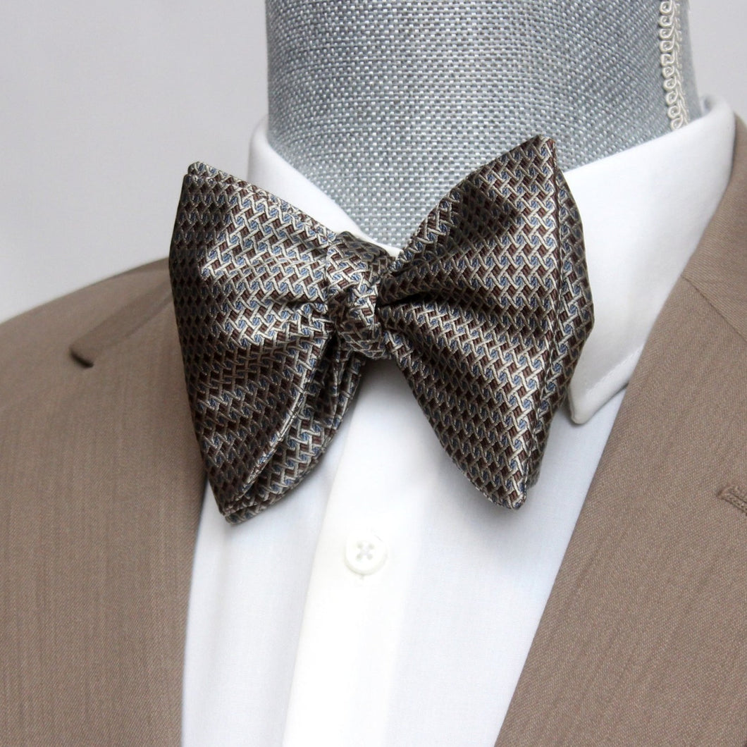 Big Butterfly Brown Blue Ornament Silk Bow Tie