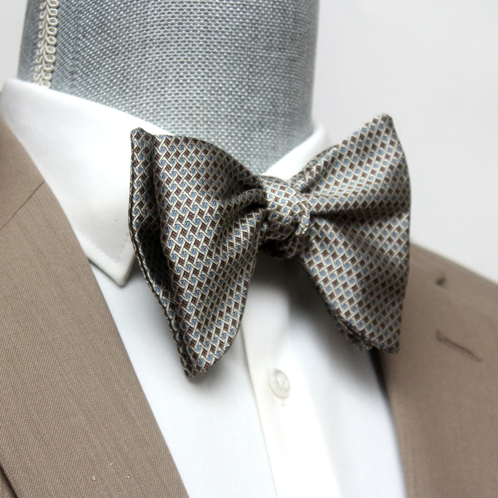 Big Butterfly Brown Blue Ornament Silk Bow Tie
