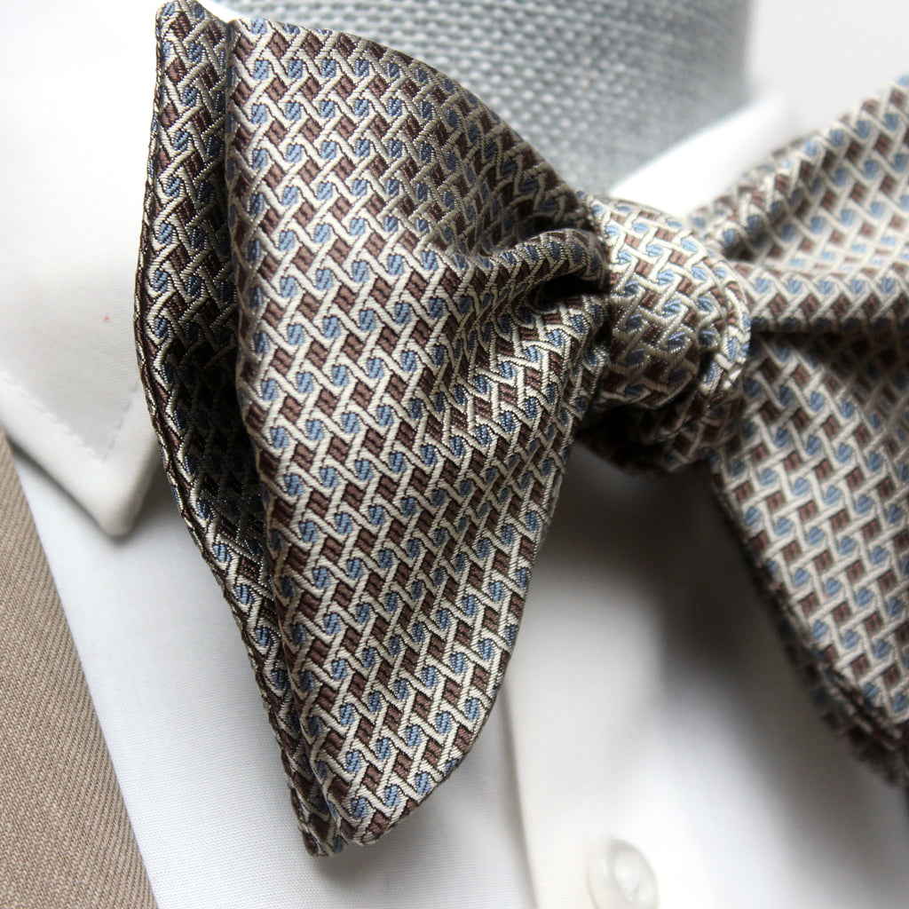 Big Butterfly Brown Blue Ornament Silk Bow Tie