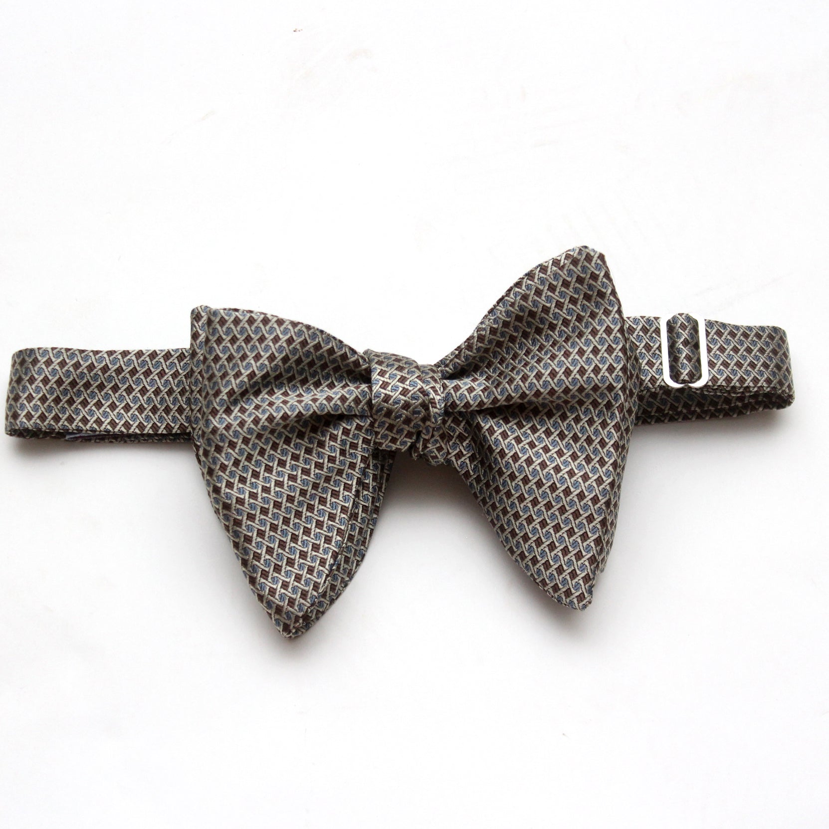 Big Butterfly Brown Blue Ornament Silk Bow Tie