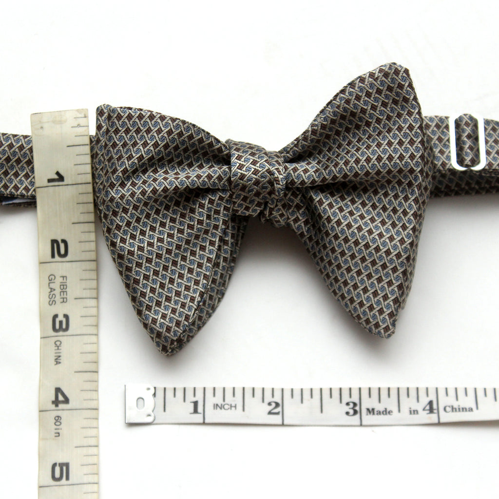 Big Butterfly Brown Blue Ornament Silk Bow Tie